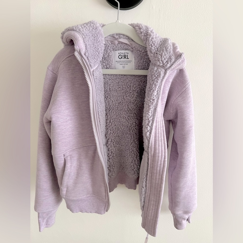 Athleta Girl Sherpa Lined Zip Up Hoodie in Lavender